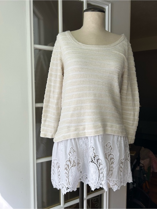 Anthropologie Sweaters - Anthropologie Sunday in Brooklyn East Falls lace tunic top cream/white small